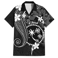 FSM Chuuk Family Matching Summer Maxi Dress and Hawaiian Shirt Turtle Tropical Flowers Polynesian - Black LT14 Dad's Shirt - Short Sleeve Black - Polynesian Pride