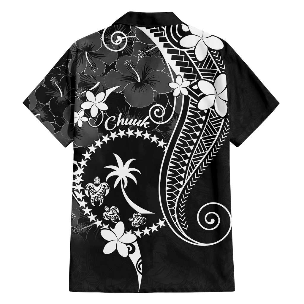 FSM Chuuk Family Matching Summer Maxi Dress and Hawaiian Shirt Turtle Tropical Flowers Polynesian - Black LT14 - Polynesian Pride