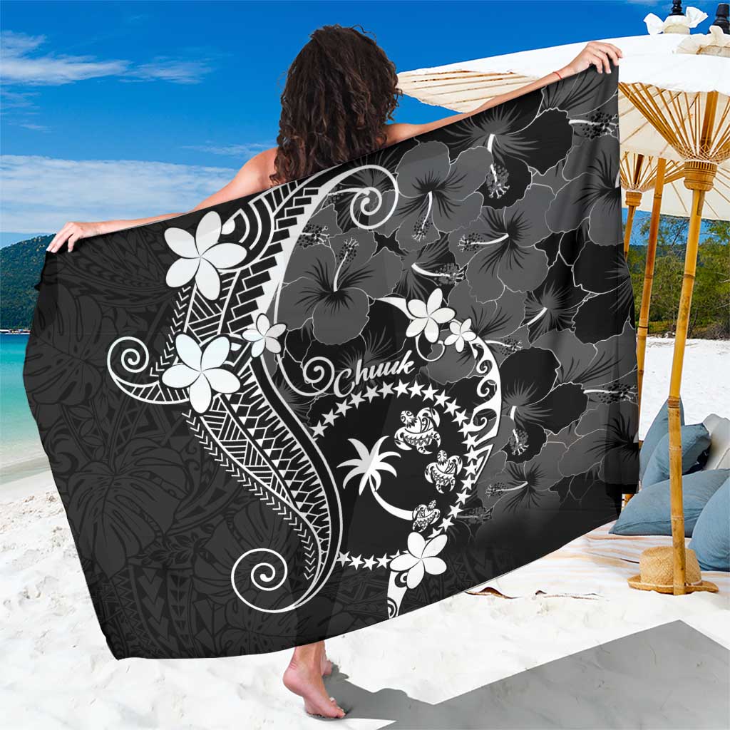 FSM Chuuk Sarong Turtle Tropical Flowers Polynesian - Black LT14 One Size 44 x 66 inches Black - Polynesian Pride
