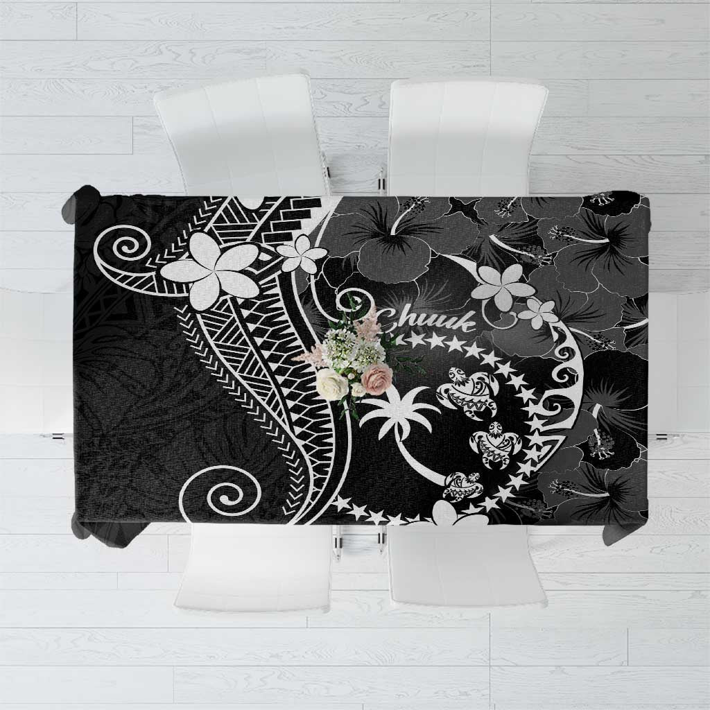 FSM Chuuk Tablecloth Turtle Tropical Flowers Polynesian - Black LT14 Black - Polynesian Pride