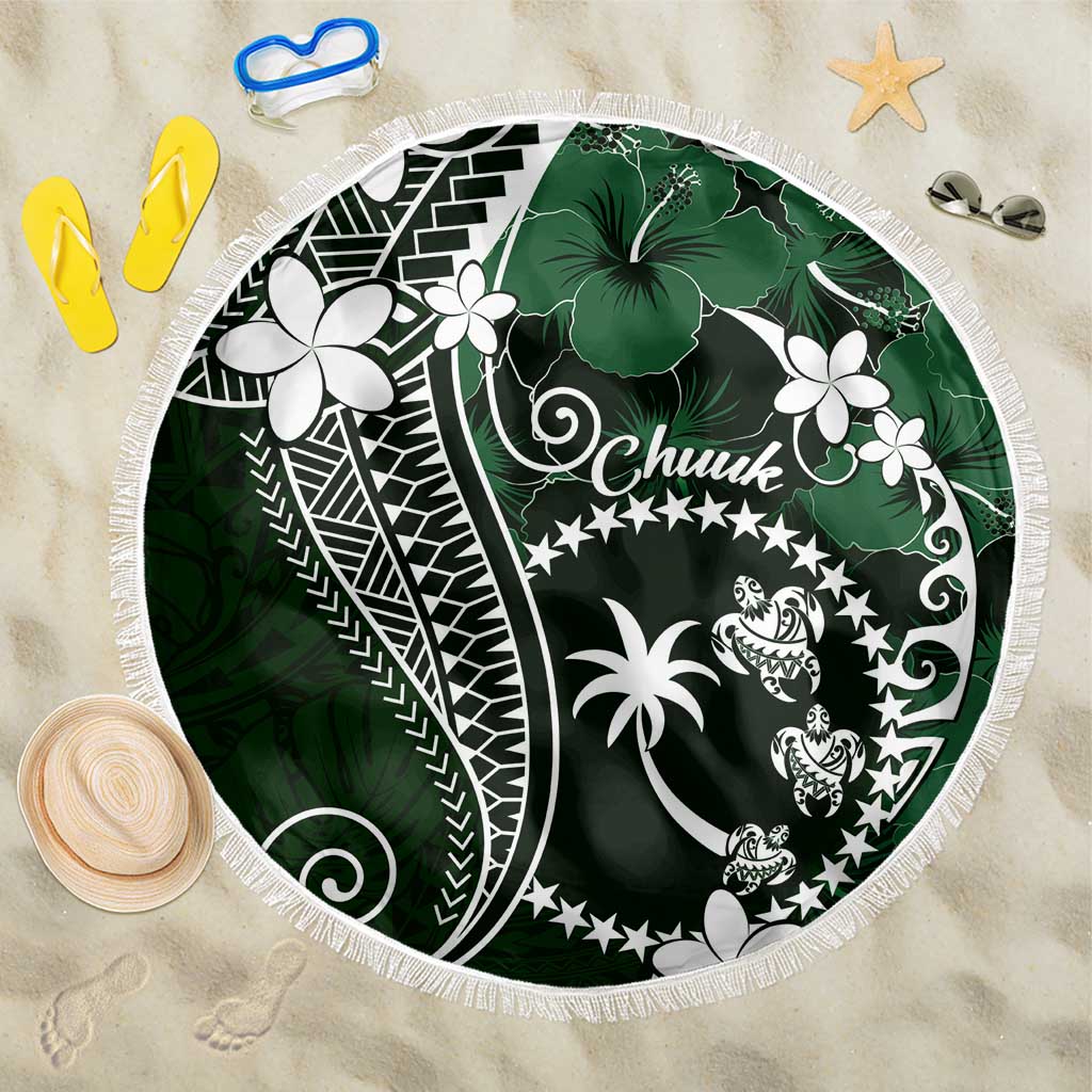 FSM Chuuk Beach Blanket Turtle Tropical Flowers Polynesian - Green LT14 One Size 150cm Green - Polynesian Pride