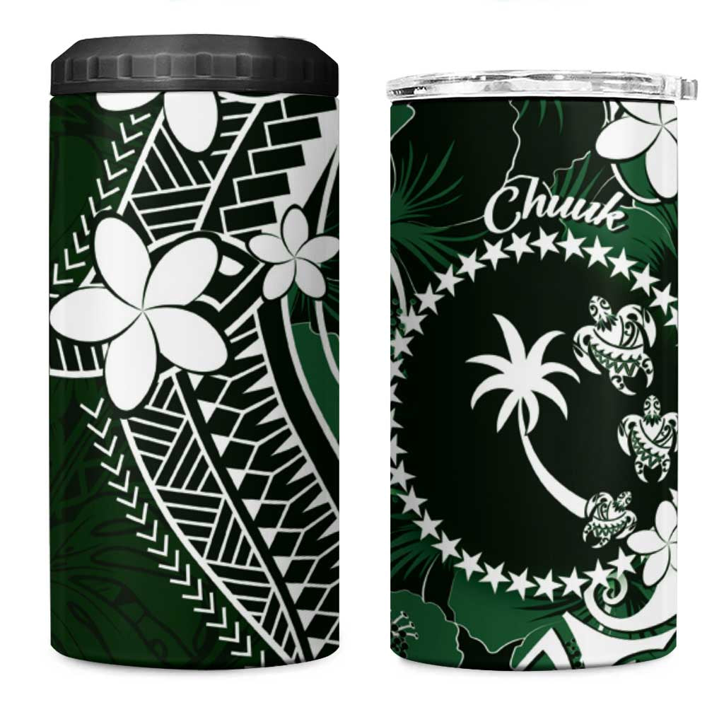 FSM Chuuk 4 in 1 Can Cooler Tumbler Turtle Tropical Flowers Polynesian - Green LT14 One Size: 16 oz Green - Polynesian Pride