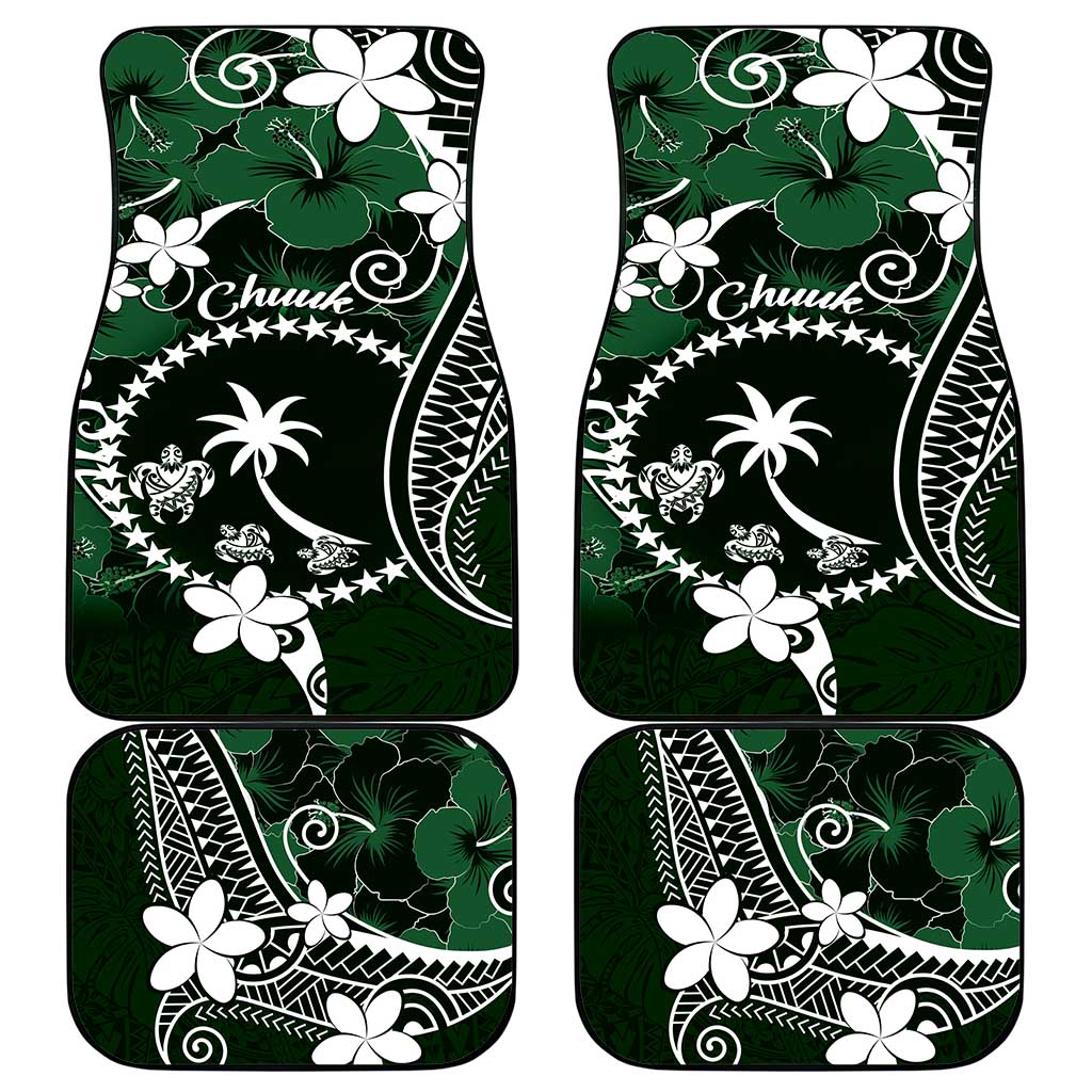 FSM Chuuk Car Mats Turtle Tropical Flowers Polynesian - Green