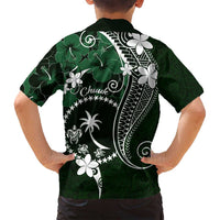 FSM Chuuk Family Matching Long Sleeve Bodycon Dress and Hawaiian Shirt Turtle Tropical Flowers Polynesian - Green LT14 - Polynesian Pride