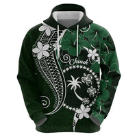 FSM Chuuk Hoodie Turtle Tropical Flowers Polynesian - Green