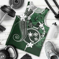 FSM Chuuk Men Tank Top Turtle Tropical Flowers Polynesian - Green LT14 - Polynesian Pride