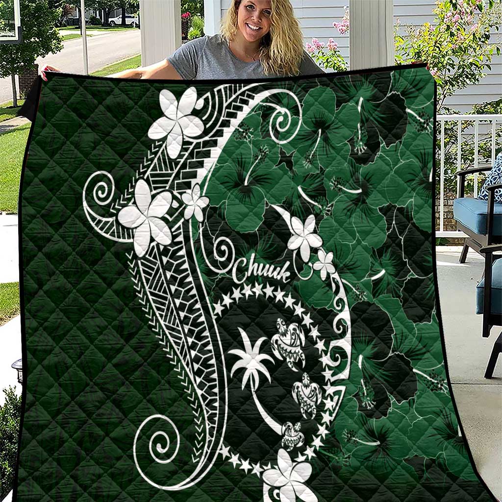 FSM Chuuk Quilt Turtle Tropical Flowers Polynesian - Green LT14 Green - Polynesian Pride