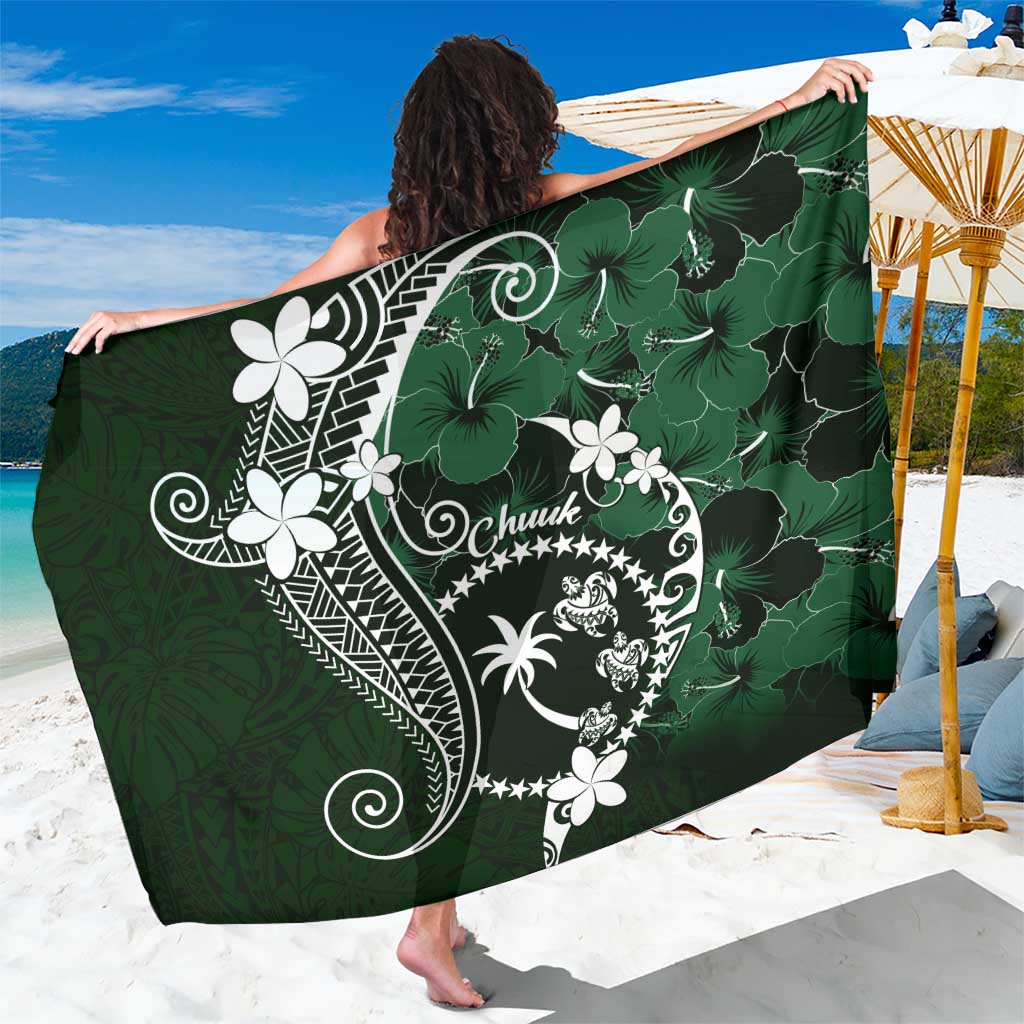 FSM Chuuk Sarong Turtle Tropical Flowers Polynesian - Green LT14 One Size 44 x 66 inches Green - Polynesian Pride