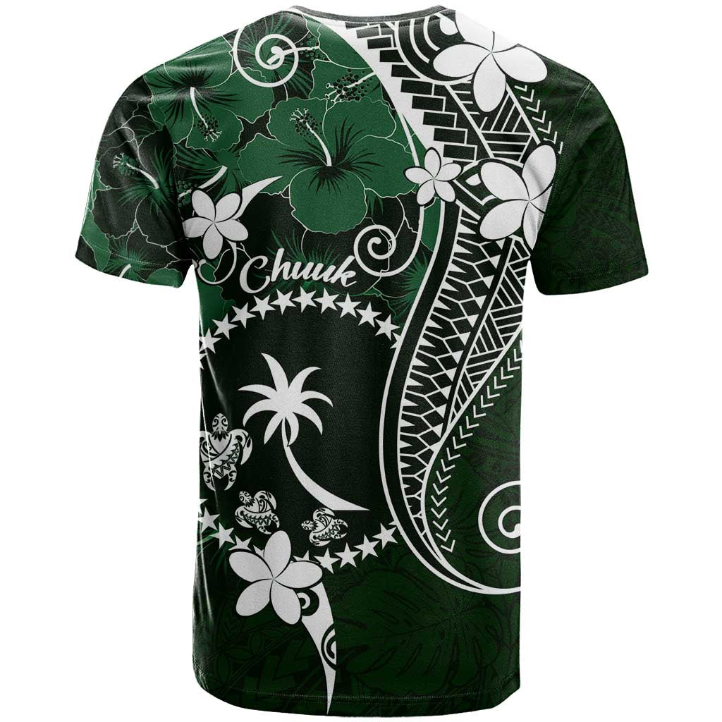 FSM Chuuk T Shirt Turtle Tropical Flowers Polynesian - Green LT14 - Polynesian Pride