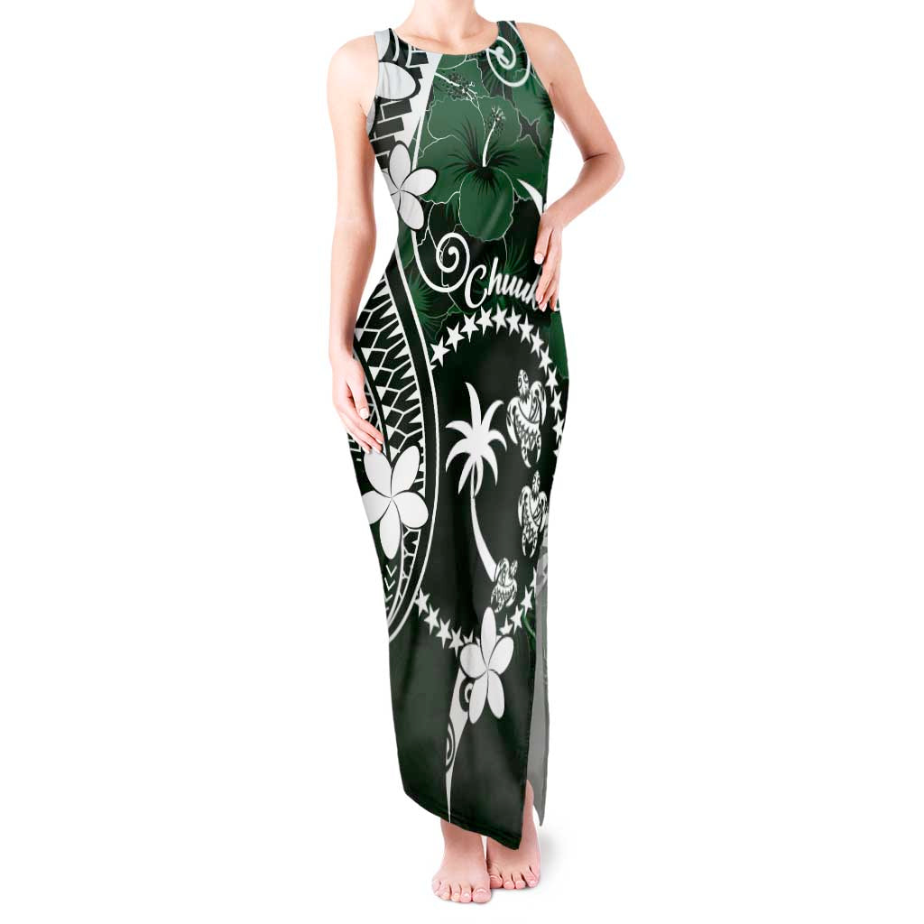 FSM Chuuk Tank Maxi Dress Turtle Tropical Flowers Polynesian - Green LT14 Women Green - Polynesian Pride