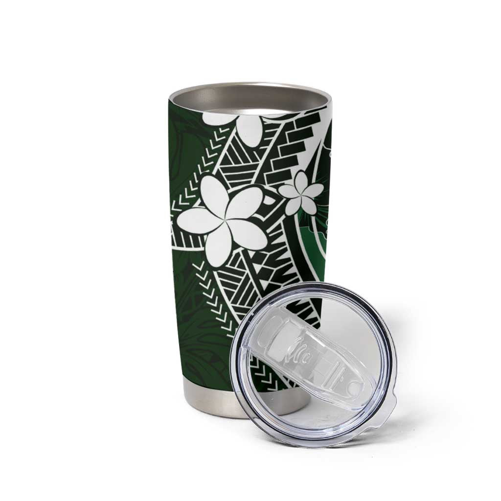 FSM Chuuk Tumbler Cup Turtle Tropical Flowers Polynesian - Green