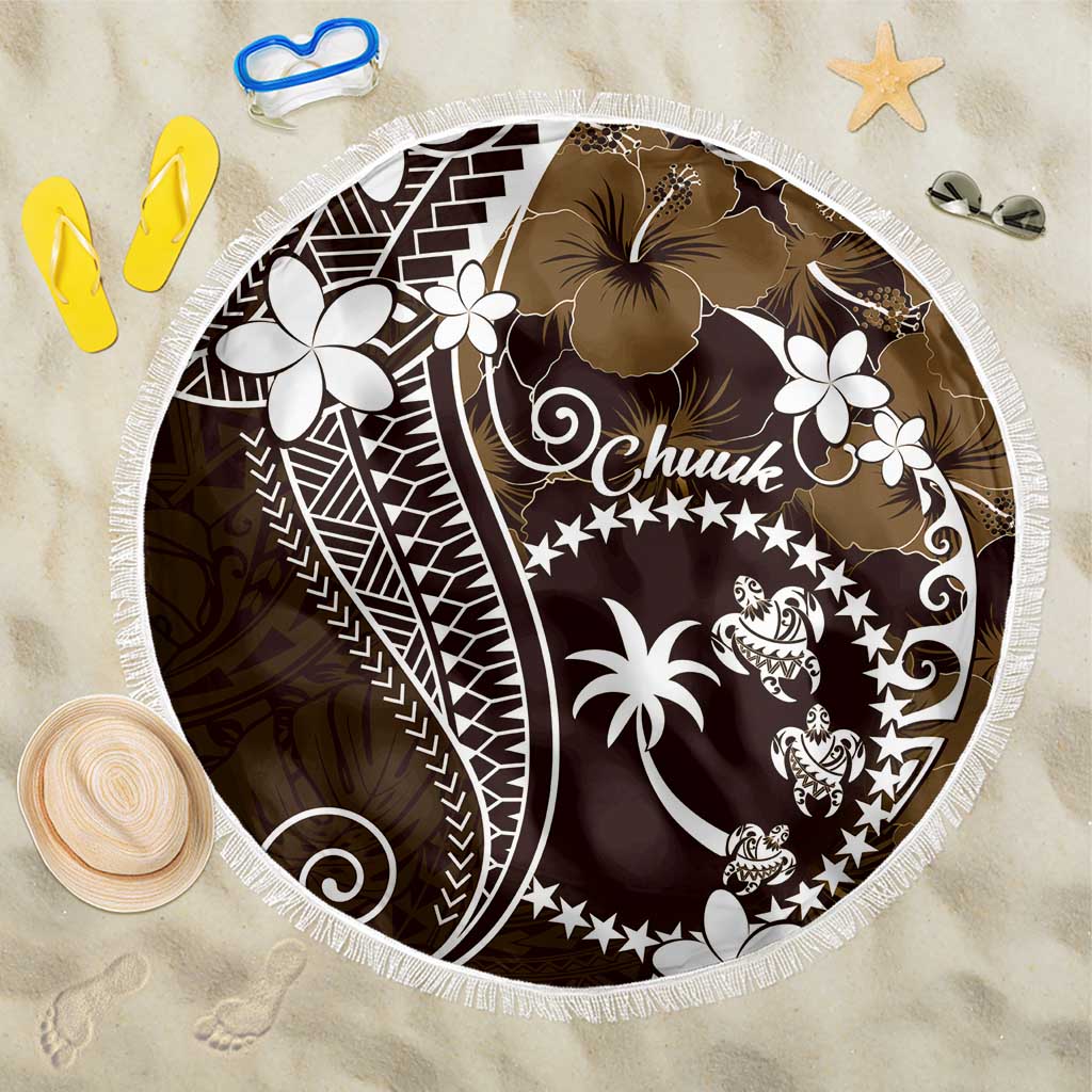 FSM Chuuk Beach Blanket Turtle Tropical Flowers Polynesian - Brown LT14 One Size 150cm Brown - Polynesian Pride
