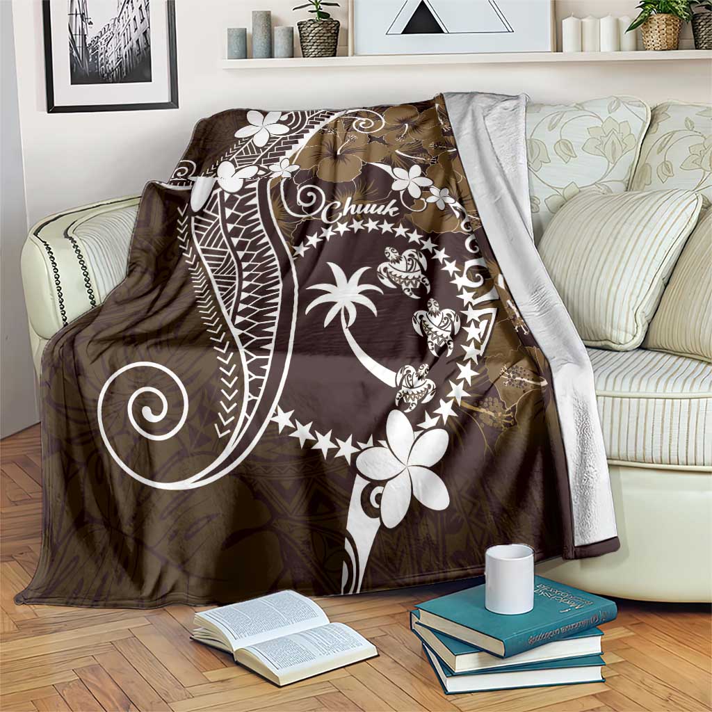 FSM Chuuk Blanket Turtle Tropical Flowers Polynesian - Brown LT14 Brown - Polynesian Pride
