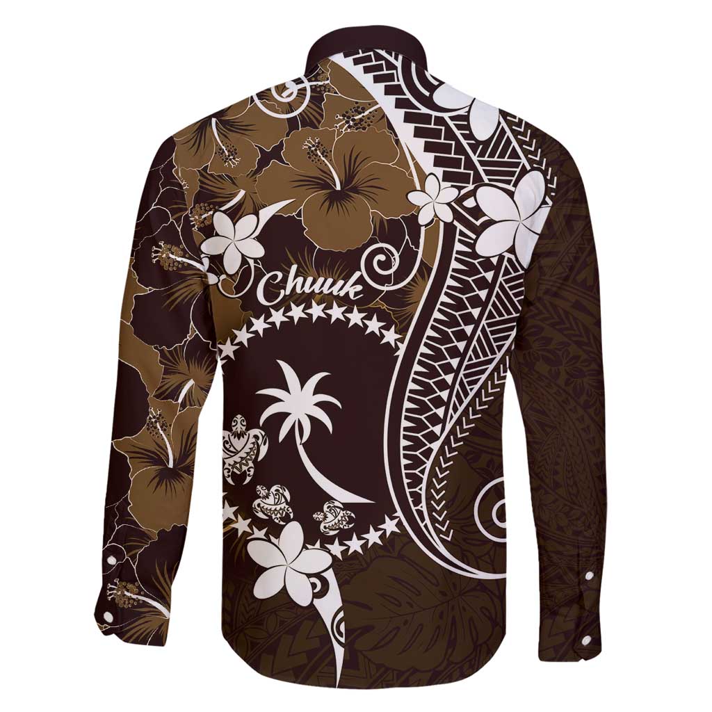 FSM Chuuk Family Matching Mermaid Dress and Hawaiian Shirt Turtle Tropical Flowers Polynesian - Brown LT14 - Polynesian Pride
