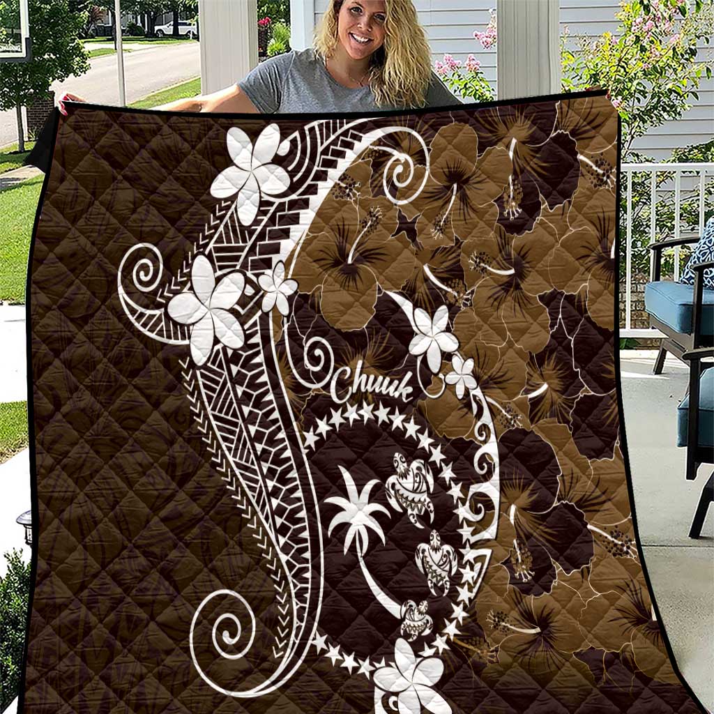 FSM Chuuk Quilt Turtle Tropical Flowers Polynesian - Brown LT14 Brown - Polynesian Pride