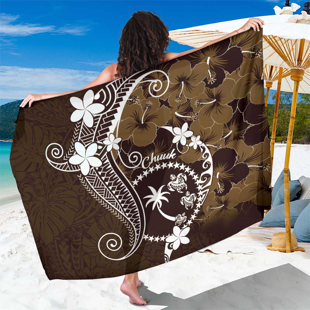 FSM Chuuk Sarong Turtle Tropical Flowers Polynesian - Brown LT14 One Size 44 x 66 inches Brown - Polynesian Pride