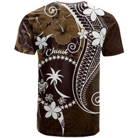FSM Chuuk T Shirt Turtle Tropical Flowers Polynesian - Brown