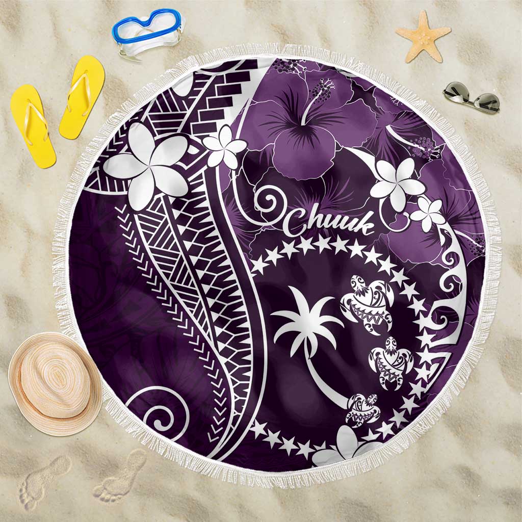 FSM Chuuk Beach Blanket Turtle Tropical Flowers Polynesian - Purple LT14 One Size 150cm Purple - Polynesian Pride