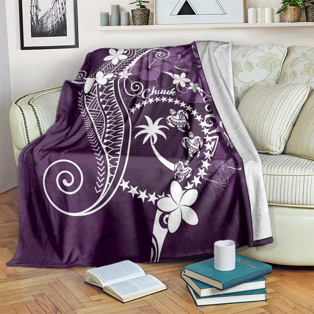 FSM Chuuk Blanket Turtle Tropical Flowers Polynesian - Purple LT14 Purple - Polynesian Pride