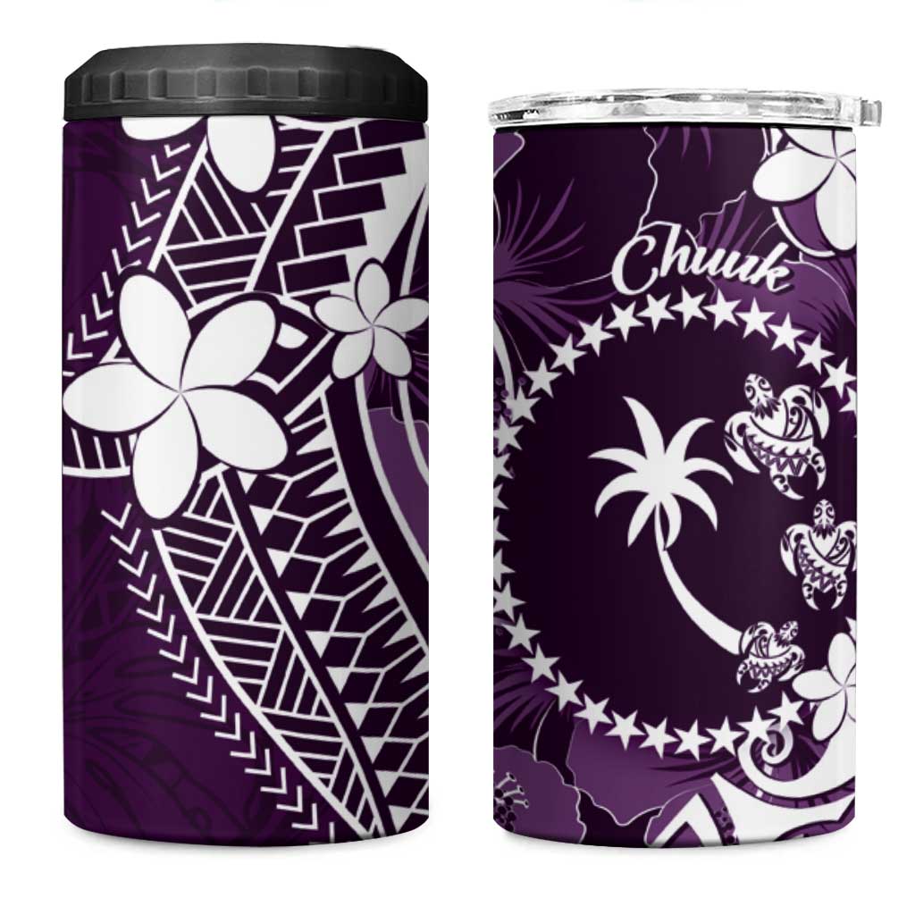 FSM Chuuk 4 in 1 Can Cooler Tumbler Turtle Tropical Flowers Polynesian - Purple LT14 One Size: 16 oz Purple - Polynesian Pride