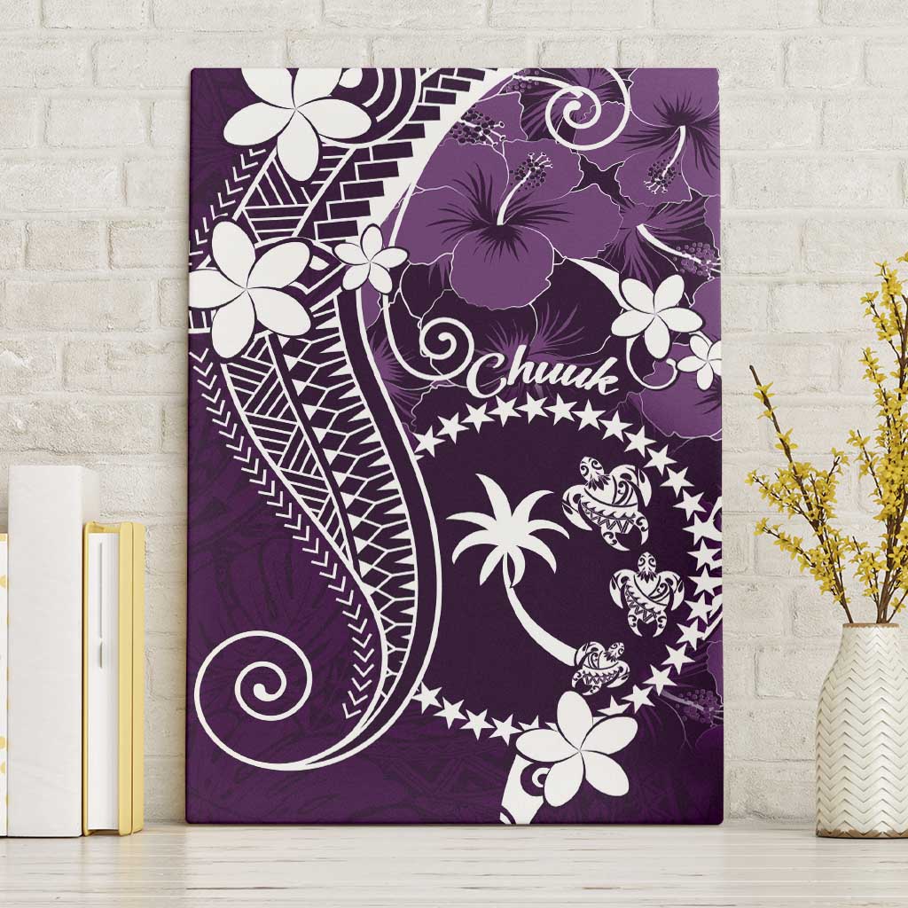 FSM Chuuk Canvas Wall Art Turtle Tropical Flowers Polynesian - Purple LT14 Without Frame Purple - Polynesian Pride
