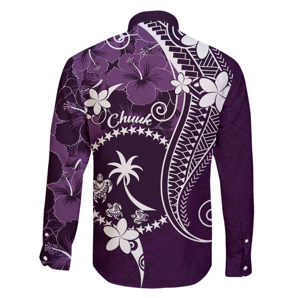 FSM Chuuk Family Matching Short Sleeve Bodycon Dress and Hawaiian Shirt Turtle Tropical Flowers Polynesian - Purple LT14 - Polynesian Pride