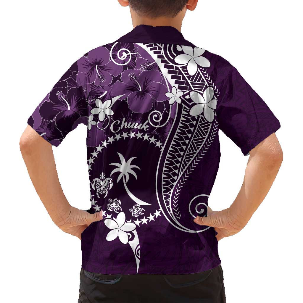 FSM Chuuk Family Matching Summer Maxi Dress and Hawaiian Shirt Turtle Tropical Flowers Polynesian - Purple LT14 - Polynesian Pride