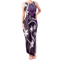 FSM Chuuk Family Matching Tank Maxi Dress and Hawaiian Shirt Turtle Tropical Flowers Polynesian - Purple