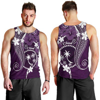 FSM Chuuk Men Tank Top Turtle Tropical Flowers Polynesian - Purple