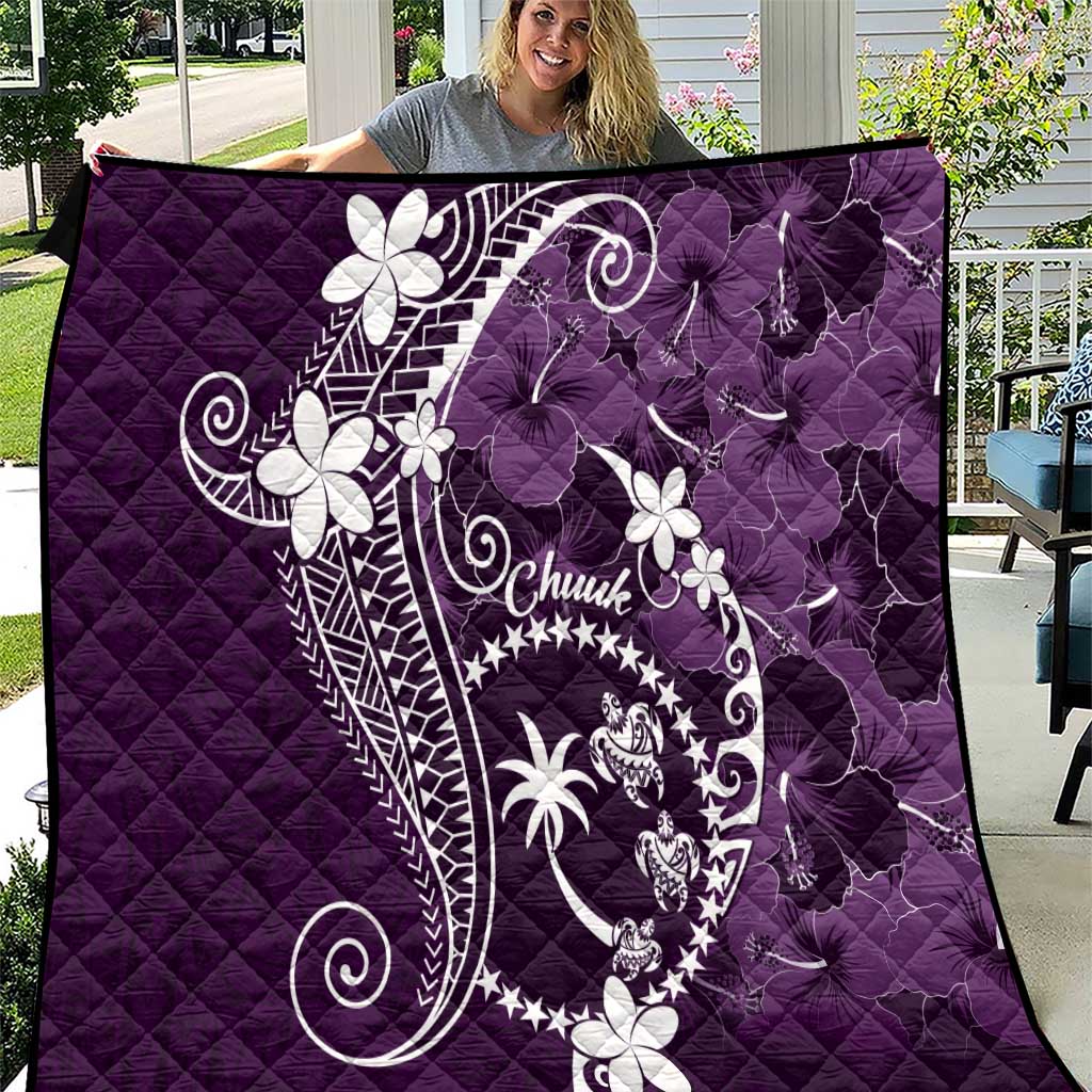 FSM Chuuk Quilt Turtle Tropical Flowers Polynesian - Purple LT14 Purple - Polynesian Pride