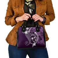 FSM Chuuk Shoulder Handbag Turtle Tropical Flowers Polynesian - Purple