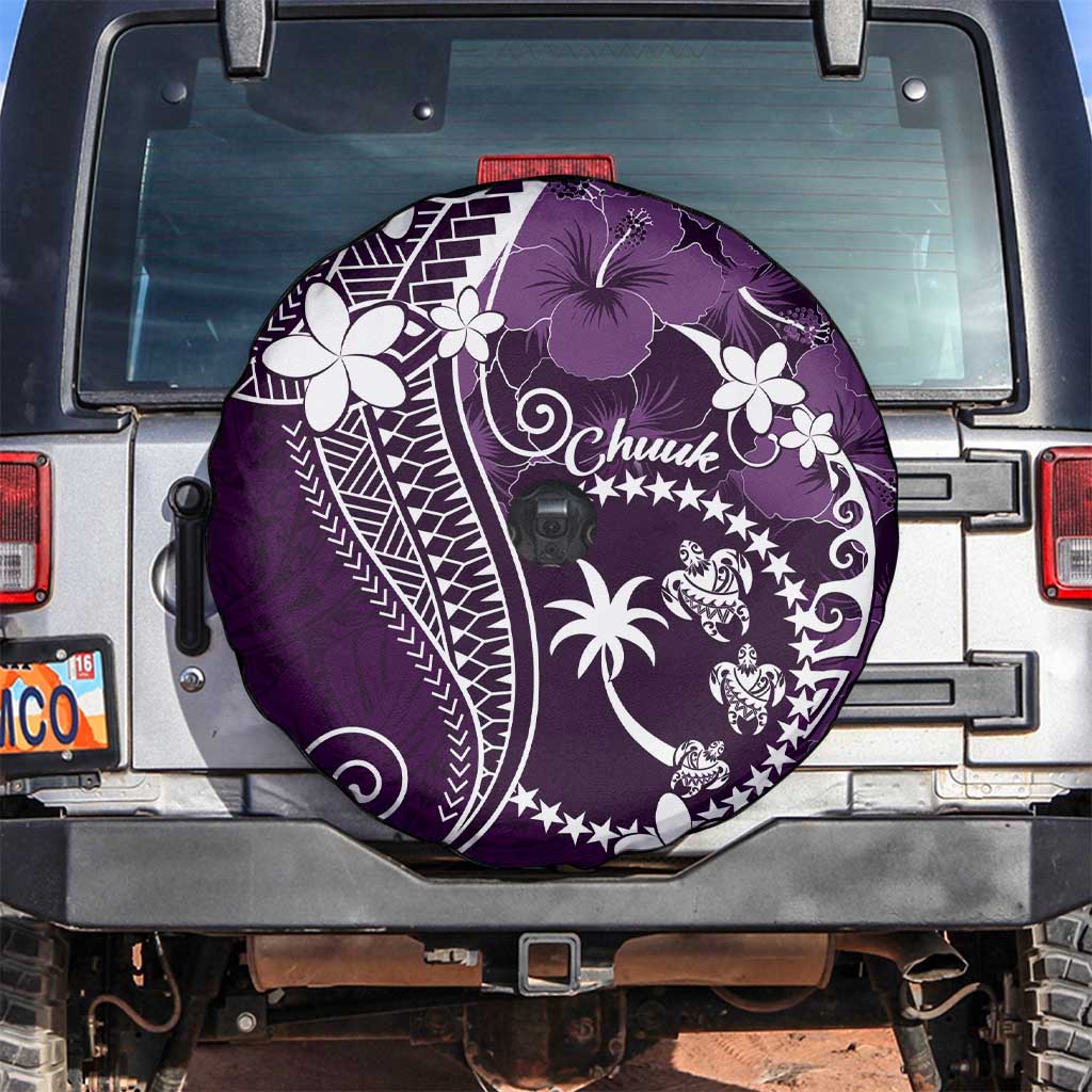 FSM Chuuk Spare Tire Cover Turtle Tropical Flowers Polynesian - Purple LT14 Purple - Polynesian Pride