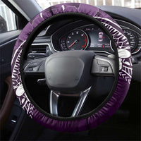 FSM Chuuk Steering Wheel Cover Turtle Tropical Flowers Polynesian - Purple