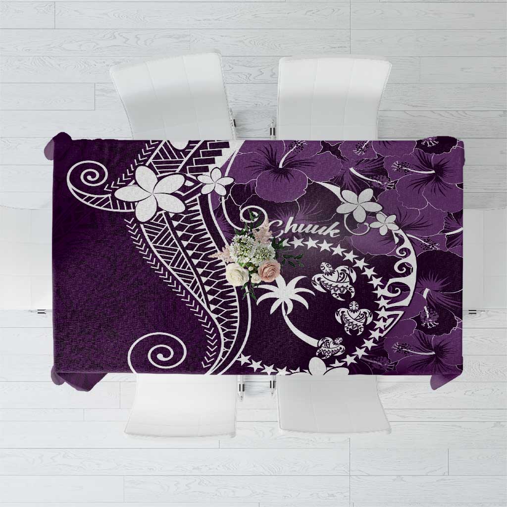 FSM Chuuk Tablecloth Turtle Tropical Flowers Polynesian - Purple LT14 Purple - Polynesian Pride