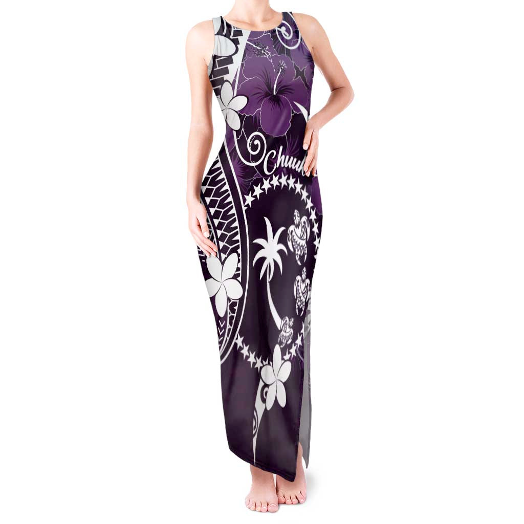FSM Chuuk Tank Maxi Dress Turtle Tropical Flowers Polynesian - Purple LT14 Women Purple - Polynesian Pride
