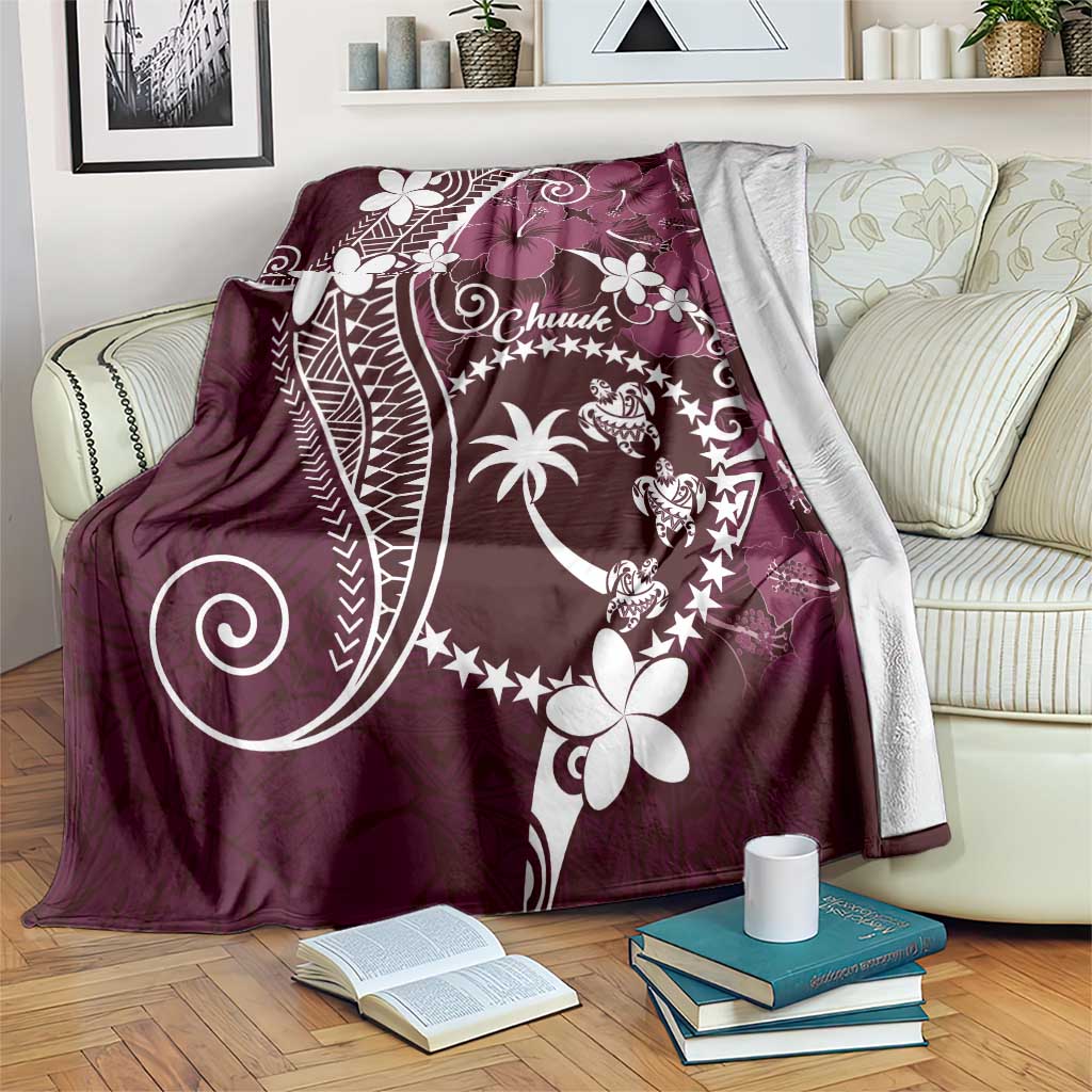 FSM Chuuk Blanket Turtle Tropical Flowers Polynesian - Pink LT14 Pink - Polynesian Pride
