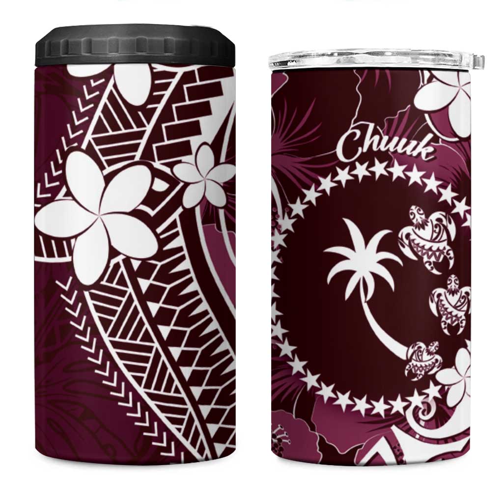 FSM Chuuk 4 in 1 Can Cooler Tumbler Turtle Tropical Flowers Polynesian - Pink LT14 One Size: 16 oz Pink - Polynesian Pride