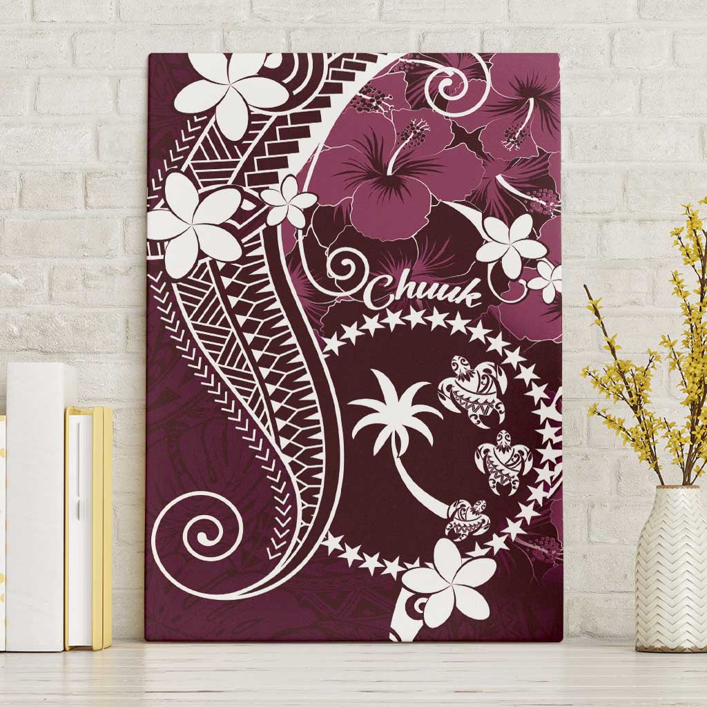 FSM Chuuk Canvas Wall Art Turtle Tropical Flowers Polynesian - Pink LT14 Without Frame Pink - Polynesian Pride