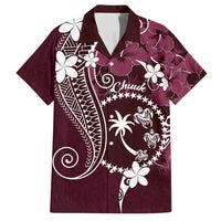 FSM Chuuk Family Matching Summer Maxi Dress and Hawaiian Shirt Turtle Tropical Flowers Polynesian - Pink