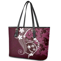FSM Chuuk Leather Tote Bag Turtle Tropical Flowers Polynesian - Pink
