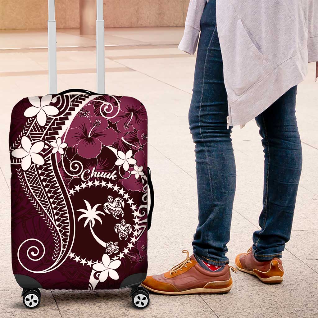 FSM Chuuk Luggage Cover Turtle Tropical Flowers Polynesian - Pink LT14 Pink - Polynesian Pride