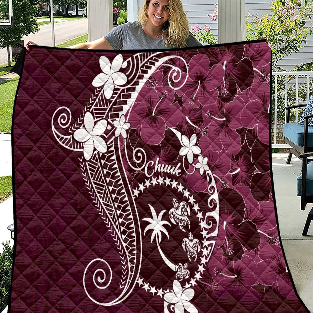 FSM Chuuk Quilt Turtle Tropical Flowers Polynesian - Pink LT14 Pink - Polynesian Pride