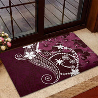 FSM Chuuk Rubber Doormat Turtle Tropical Flowers Polynesian - Pink