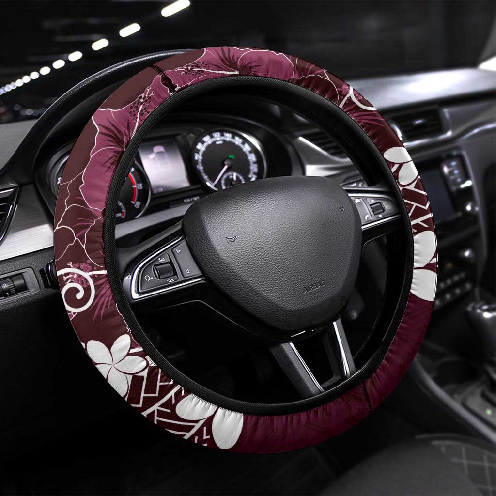 FSM Chuuk Steering Wheel Cover Turtle Tropical Flowers Polynesian - Pink LT14 Universal Fit Pink - Polynesian Pride