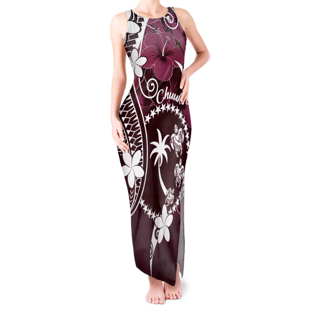 FSM Chuuk Tank Maxi Dress Turtle Tropical Flowers Polynesian - Pink LT14 Women Pink - Polynesian Pride