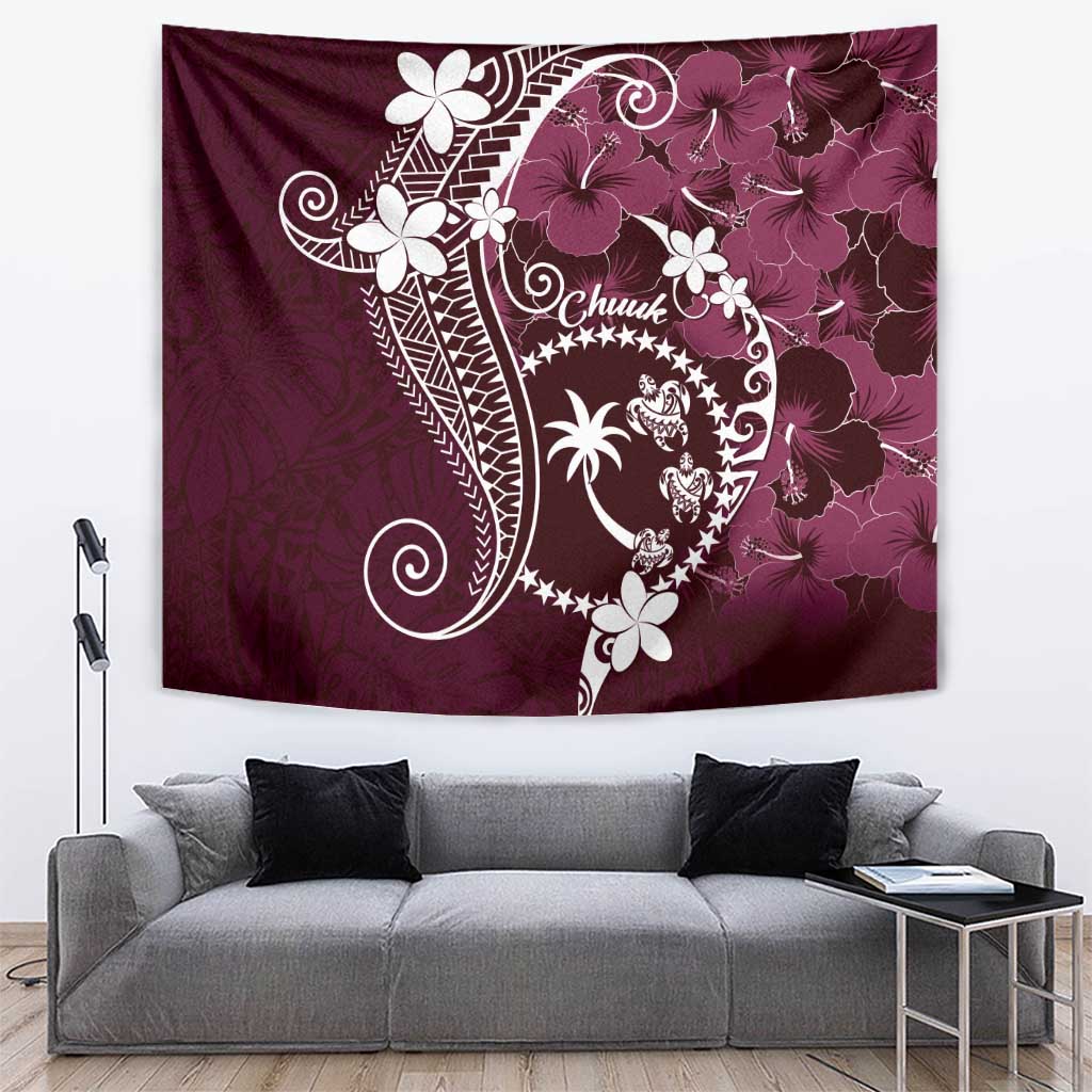 FSM Chuuk Tapestry Turtle Tropical Flowers Polynesian - Pink LT14 Pink - Polynesian Pride