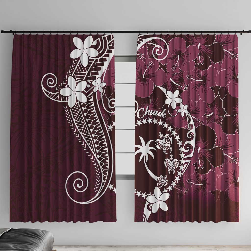 FSM Chuuk Window Curtain Turtle Tropical Flowers Polynesian - Pink LT14 With Hooks Pink - Polynesian Pride