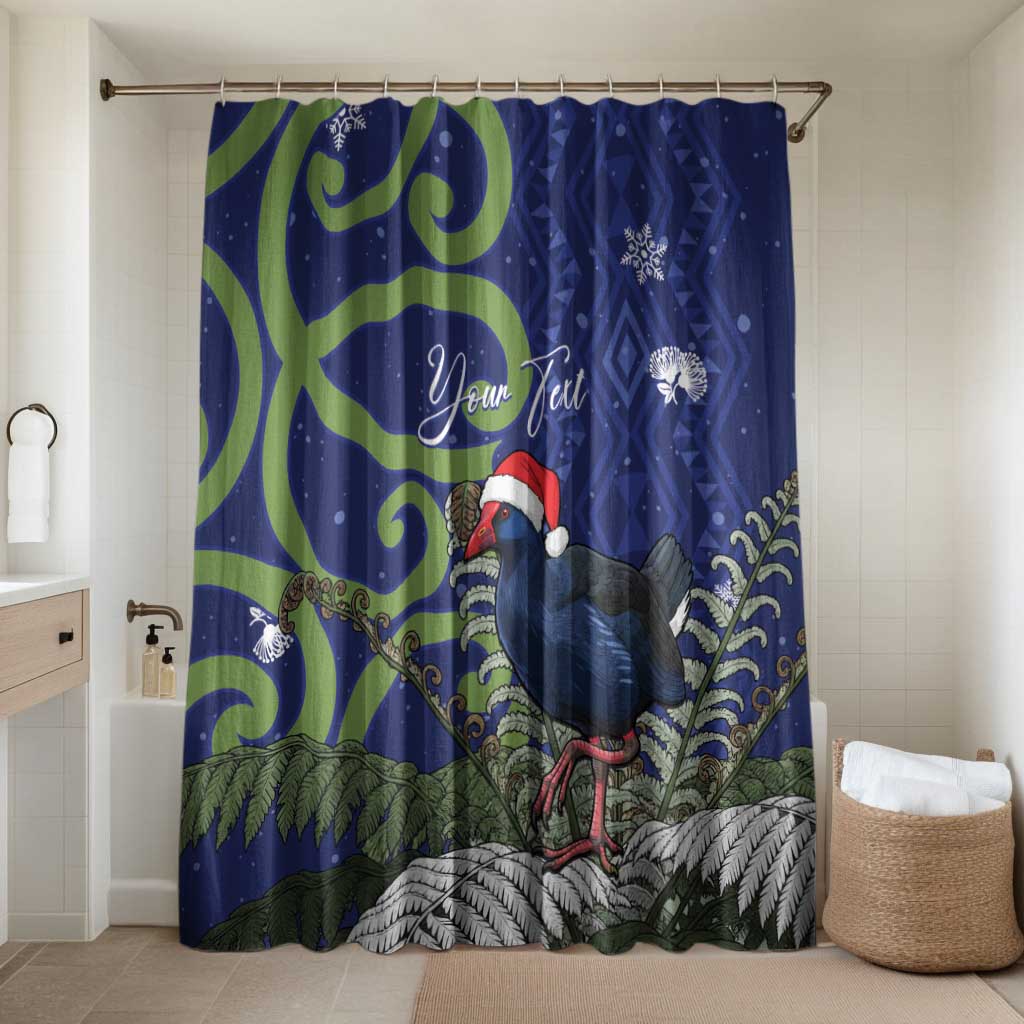 Personalized New Zealand Pukeko Christmas Bathroom Set Meri Kirihimete Taniko Ponga Koru Blue - Polynesian Pride