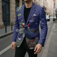 Personalized New Zealand Pukeko Christmas Blazer Meri Kirihimete Taniko Ponga Koru Blue - Polynesian Pride