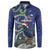 Personalized New Zealand Pukeko Christmas Button Sweatshirt Meri Kirihimete Taniko Ponga Koru Blue - Polynesian Pride
